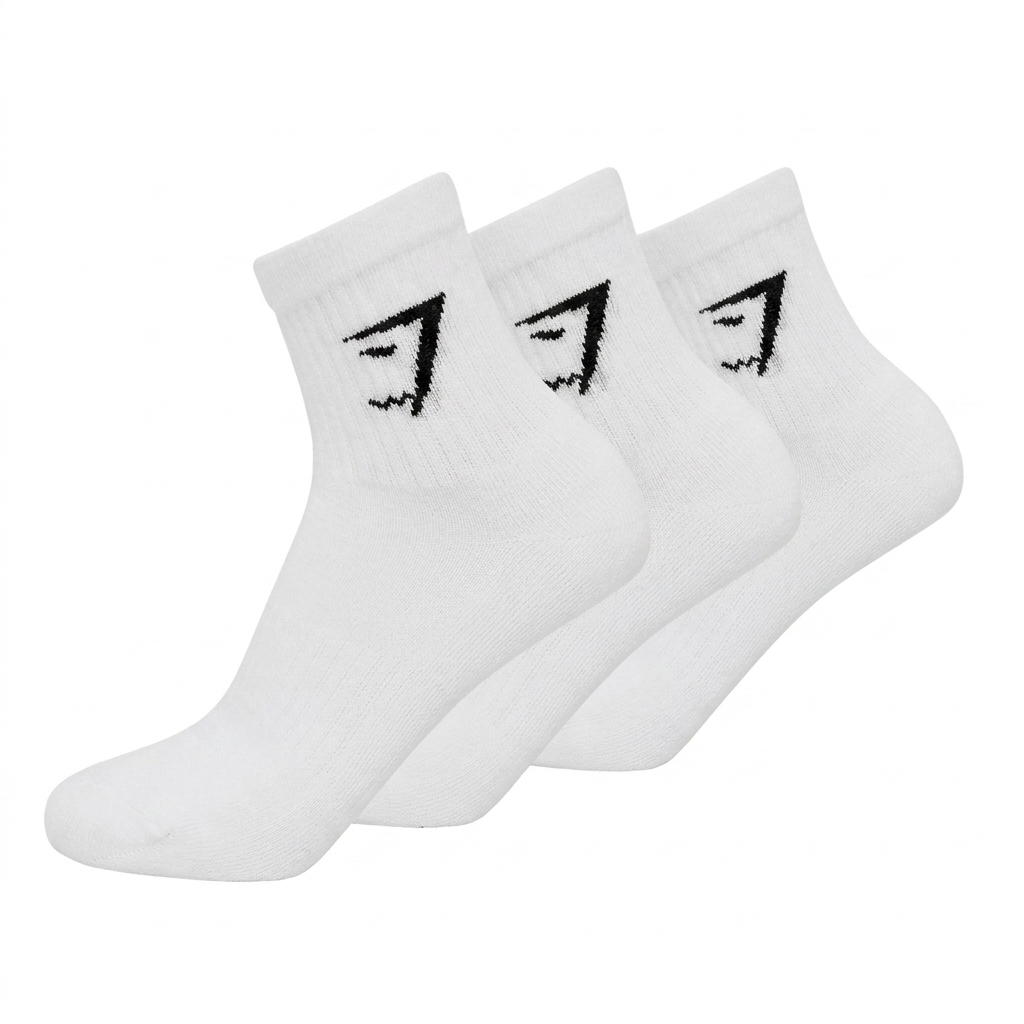 GYMSHARK Midi Socks 3pk White