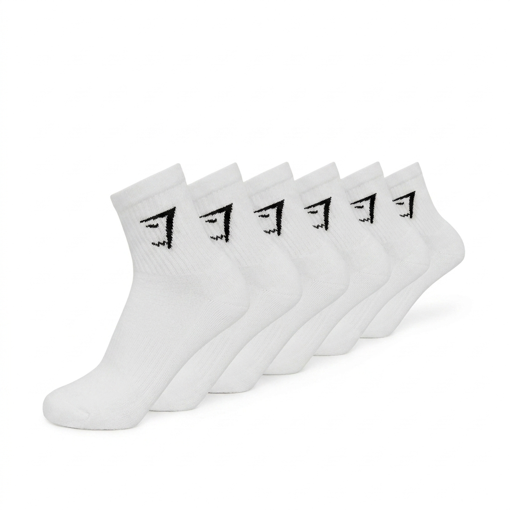 GYMSHARK Midi Socks 6pk White