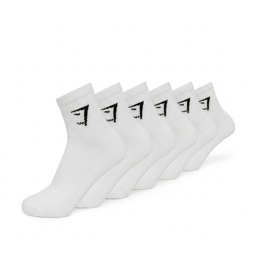 GYMSHARK Midi Socks 6pk White