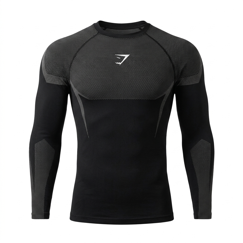 GYMSHARK Onyx 5.0 Seamless Long Sleeve T-shirt Black/Light Grey