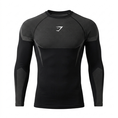 GYMSHARK Onyx 5.0 Seamless Long Sleeve T-shirt Black/Light Grey