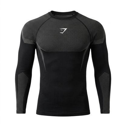 GYMSHARK Onyx 5.0 Seamless Long Sleeve T-shirt Black/Light Grey