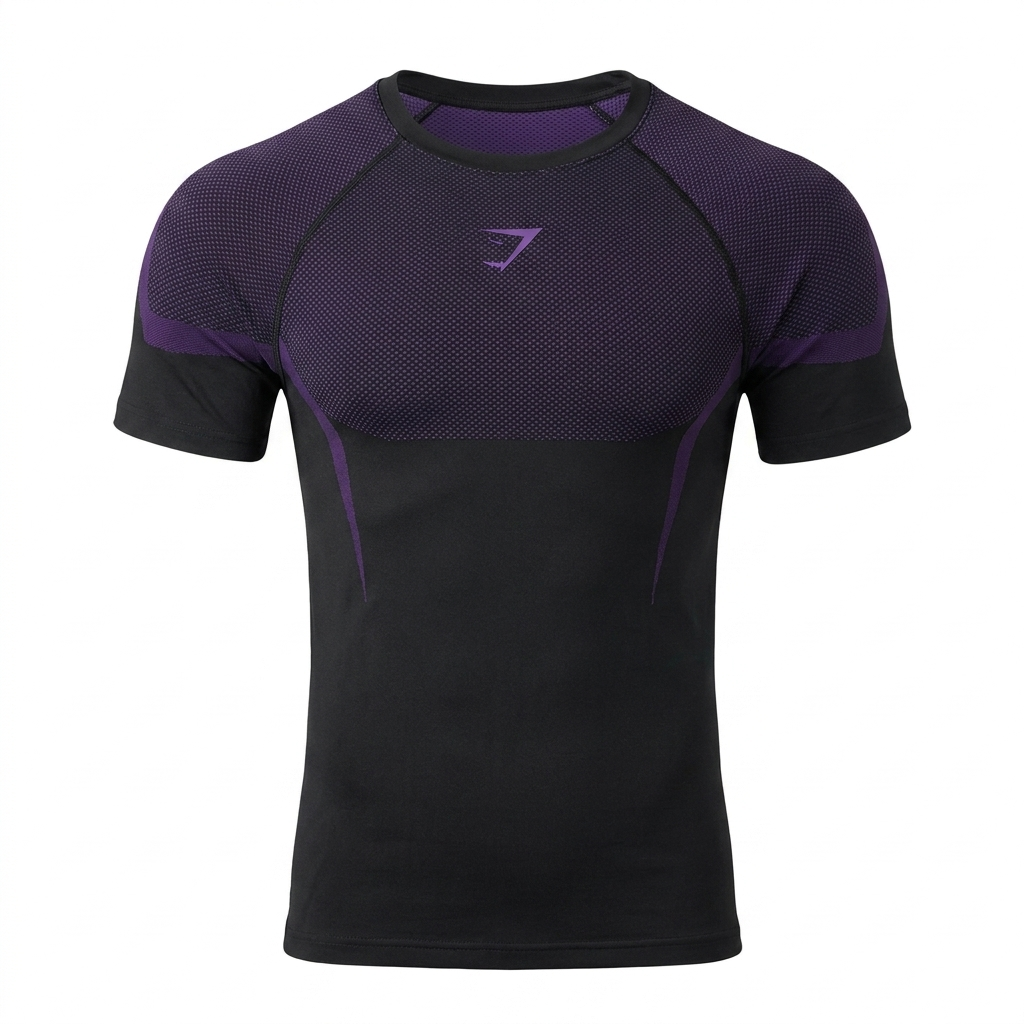 GYMSHARK Onyx 5.0 Seamless T-Shirt Black/Athletic Purple