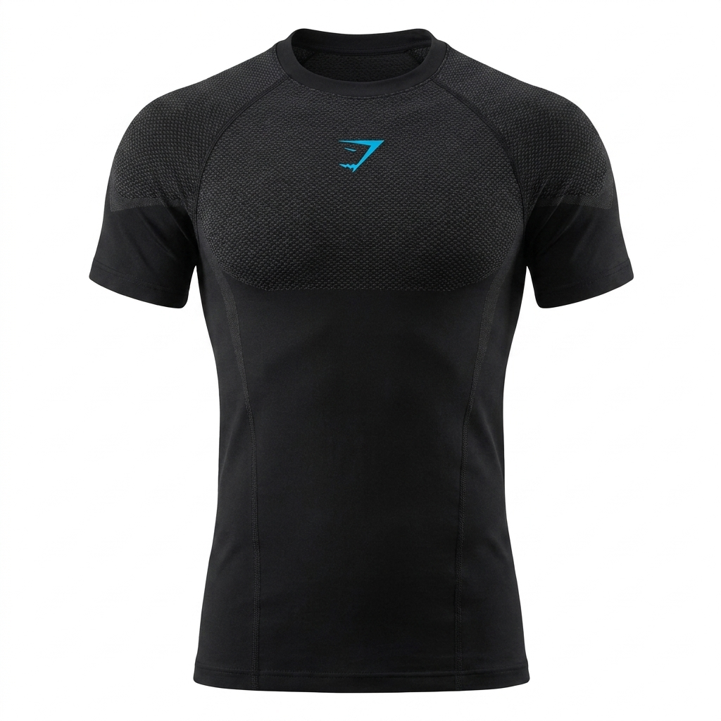GYMSHARK Onyx 5.0 Seamless T-Shirt Black/Blue