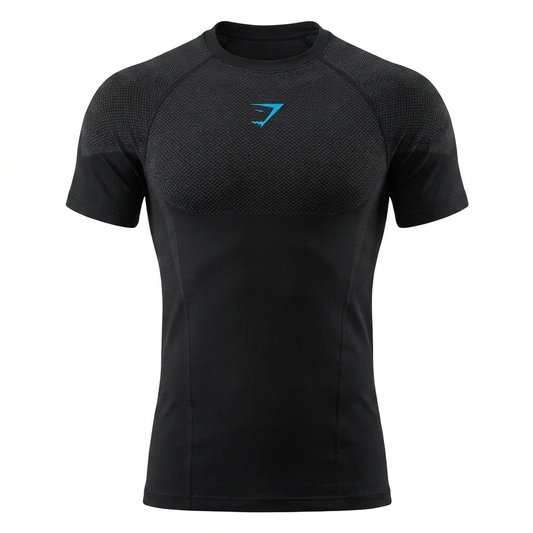 GYMSHARK Onyx 5.0 Seamless T-Shirt Black/Blue