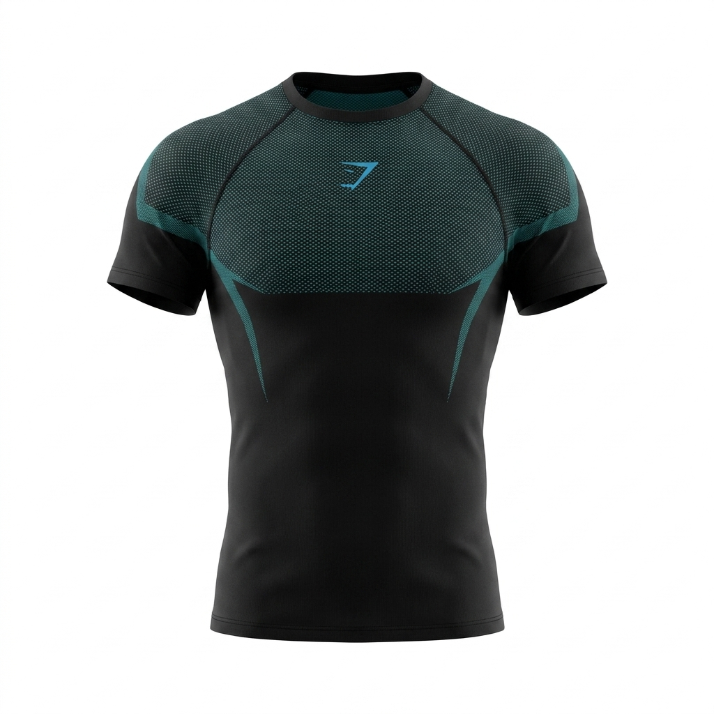 GYMSHARK Onyx 5.0 Seamless T-Shirt - Black/Brand Blue