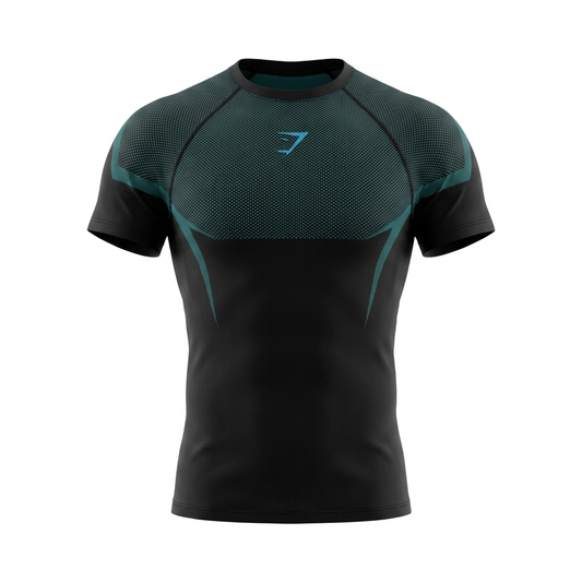 GYMSHARK Onyx 5.0 Seamless T-Shirt - Black/Brand Blue