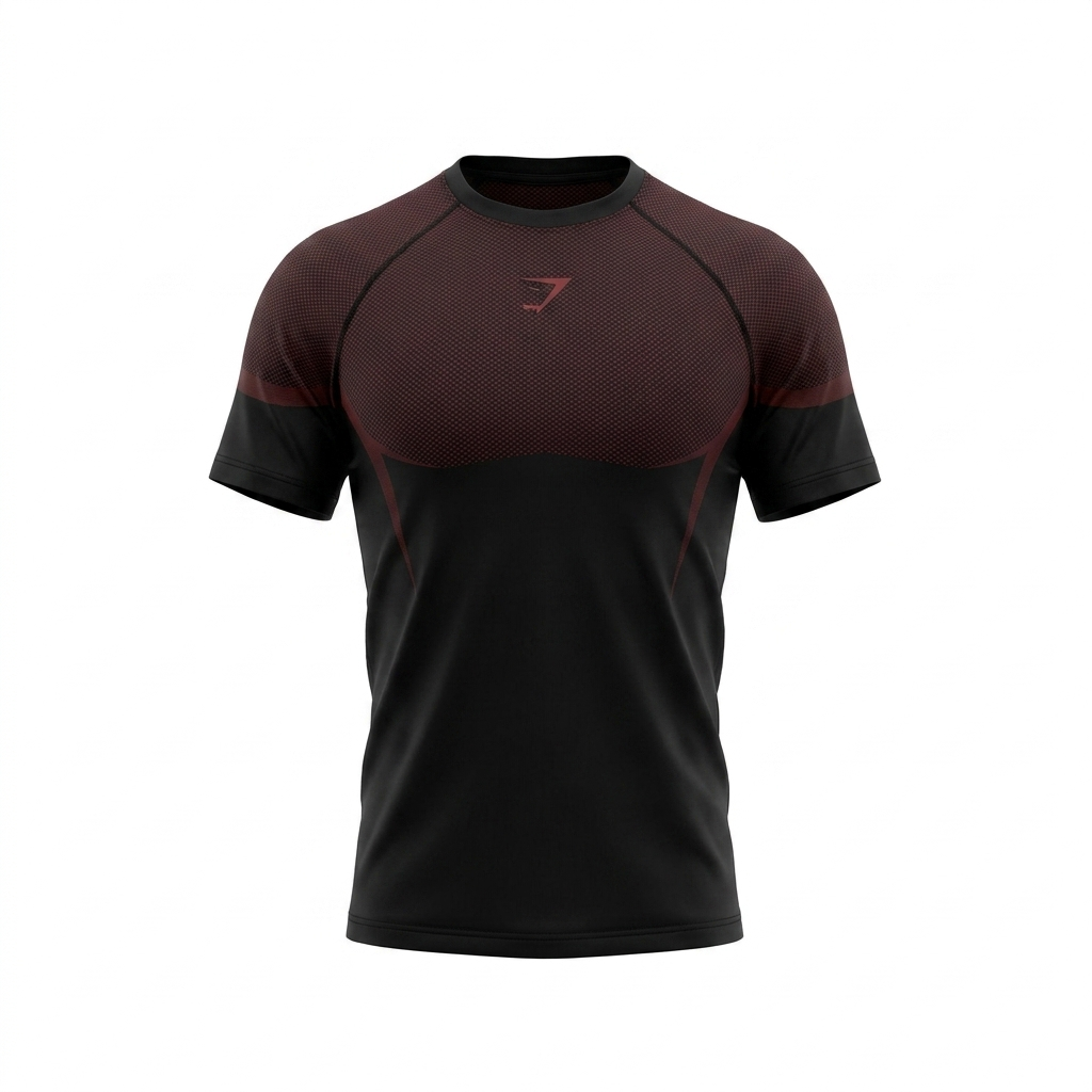 GYMSHARK Onyx 5.0 Seamless T-Shirt Black/Carmine Red