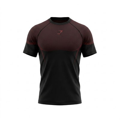 GYMSHARK Onyx 5.0 Seamless T-Shirt Black/Carmine Red
