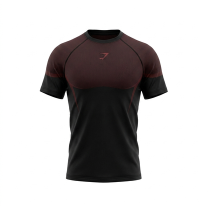 GYMSHARK Onyx 5.0 Seamless T-Shirt Black/Carmine Red