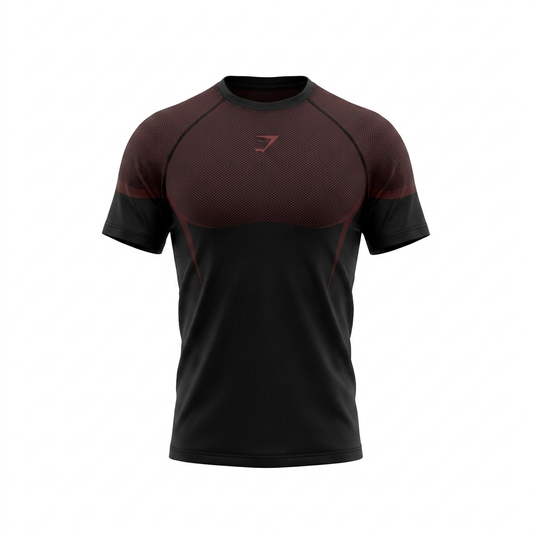 GYMSHARK Onyx 5.0 Seamless T-Shirt Black/Carmine Red