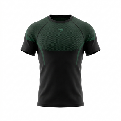 GYMSHARK Onyx 5.0 Seamless T-Shirt - Black/Lift Green