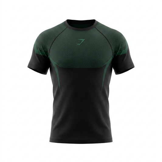GYMSHARK Onyx 5.0 Seamless T-Shirt - Black/Lift Green