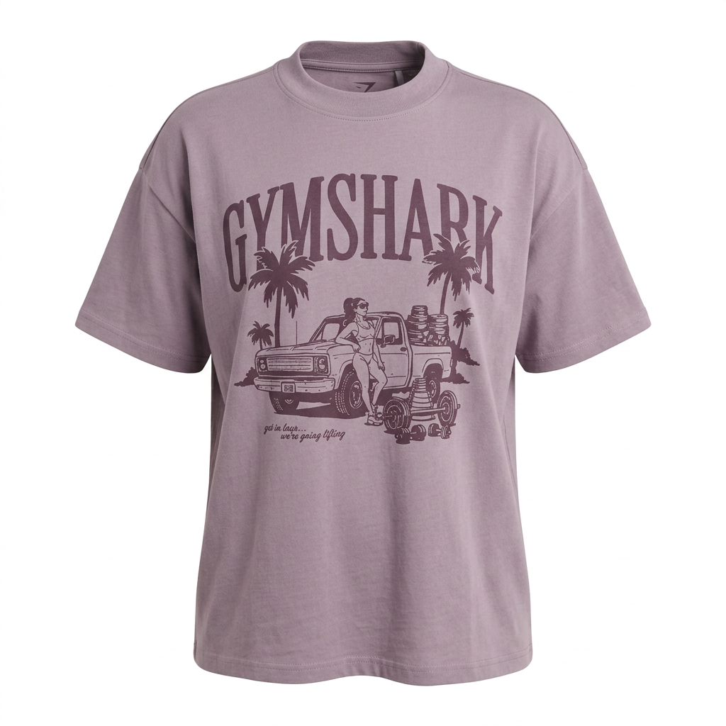 GYMSHARK Pick Up Truck Graphic Short Sleeve T-Shirt Dusk Purple