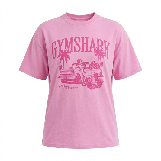 GYMSHARK Pick Up Truck Graphic Short Sleeve T-Shirt Focus Pink
