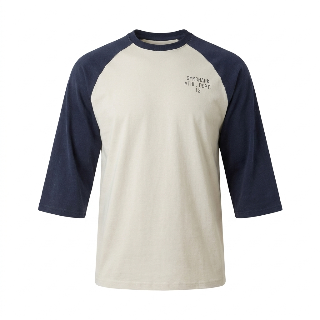GYMSHARK Retro Collegiate 3/4 Sleeve T-Shirt