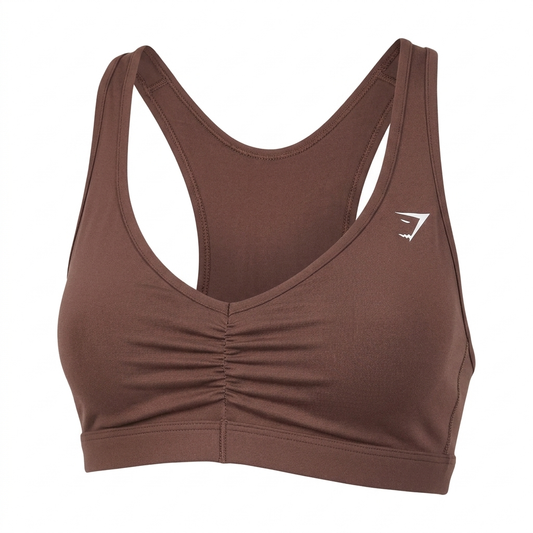 GYMSHARK Ruched Sports Bra 2.0 Espresso Brown