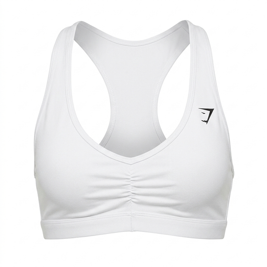 GYMSHARK Ruched Sports Bra 2.0 White