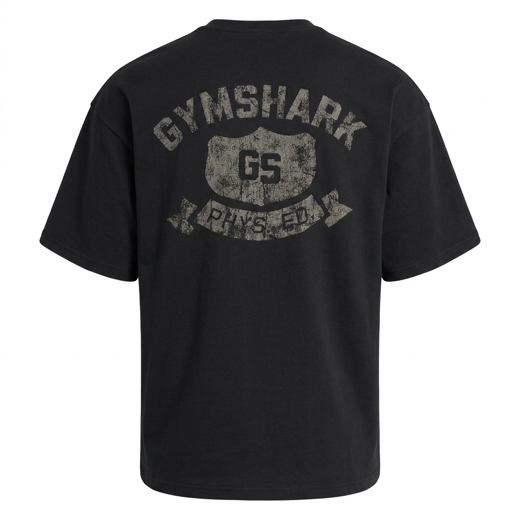 GYMSHARK Shield Graphic T-Shirt Black