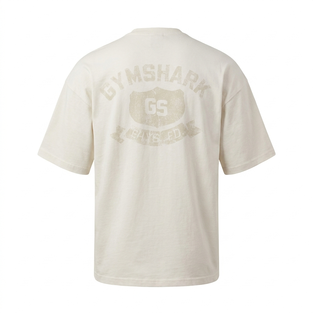 GYMSHARK Shield Graphic T-Shirt Soft White