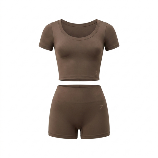 Women's Gymshark Soft Sculpt Midi T-Shirt Walnut Brown