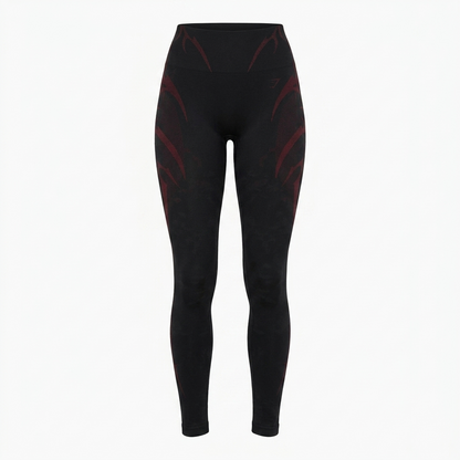GYMSHARK Storm Seamless Leggings Black/Rich Maroon