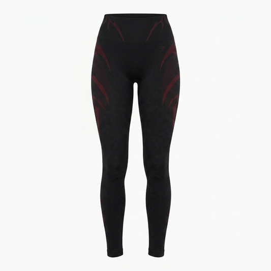 GYMSHARK Storm Seamless Leggings Black/Rich Maroon