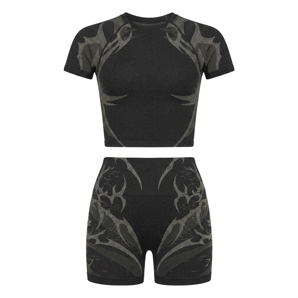 GYMSHARK Storm Seamless Short Sleeve Top Black/Tinted White