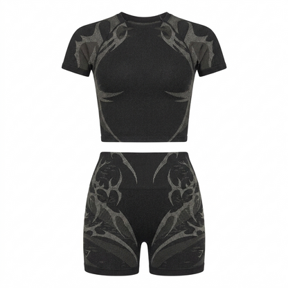 GYMSHARK Storm Seamless Short Sleeve Top Black/Tinted White