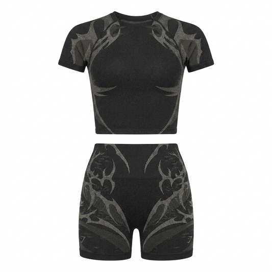 GYMSHARK Storm Seamless Short Sleeve Top Black/Tinted White