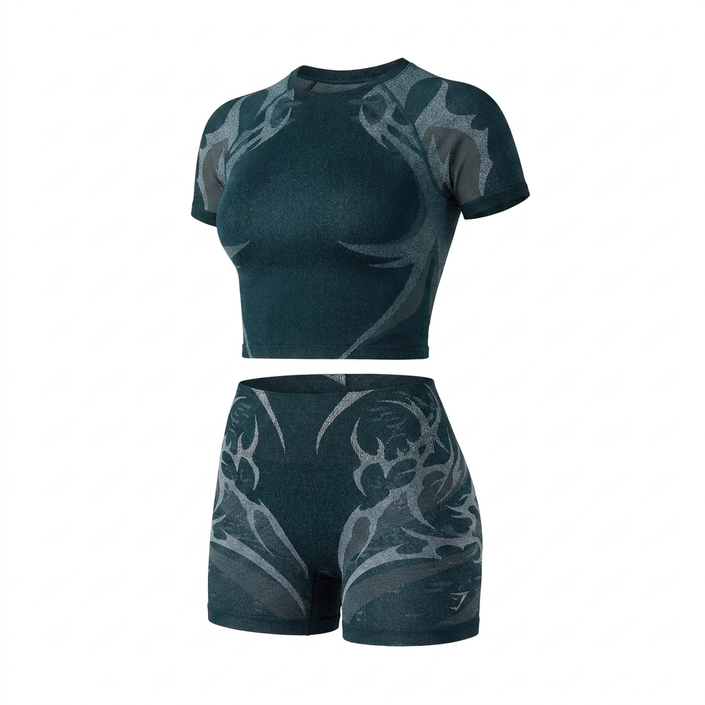 GYMSHARK Storm Seamless Short Sleeve Top Deep Petrol Blue/Smoke Blue