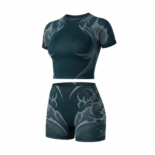 GYMSHARK Storm Seamless Short Sleeve Top Deep Petrol Blue/Smoke Blue