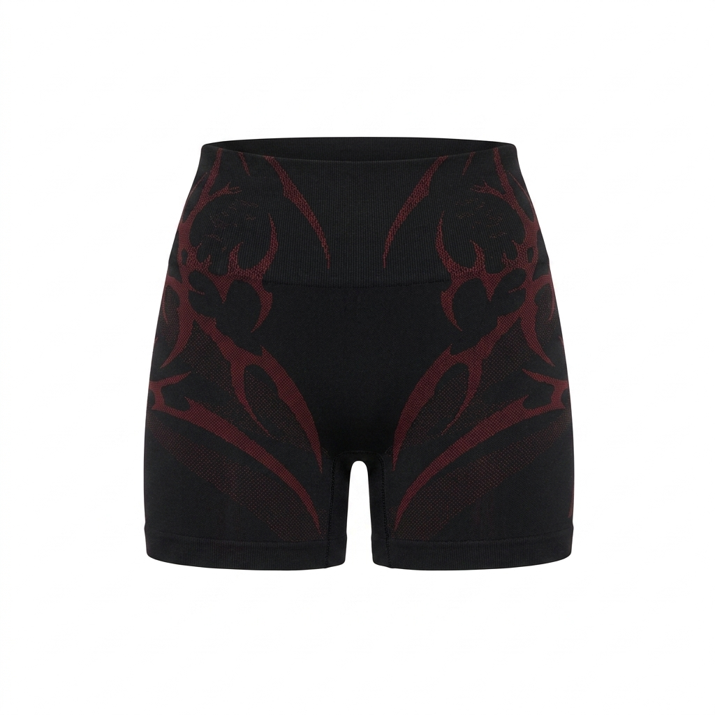 GYMSHARK Storm Seamless Shorts Black/Rich Maroon