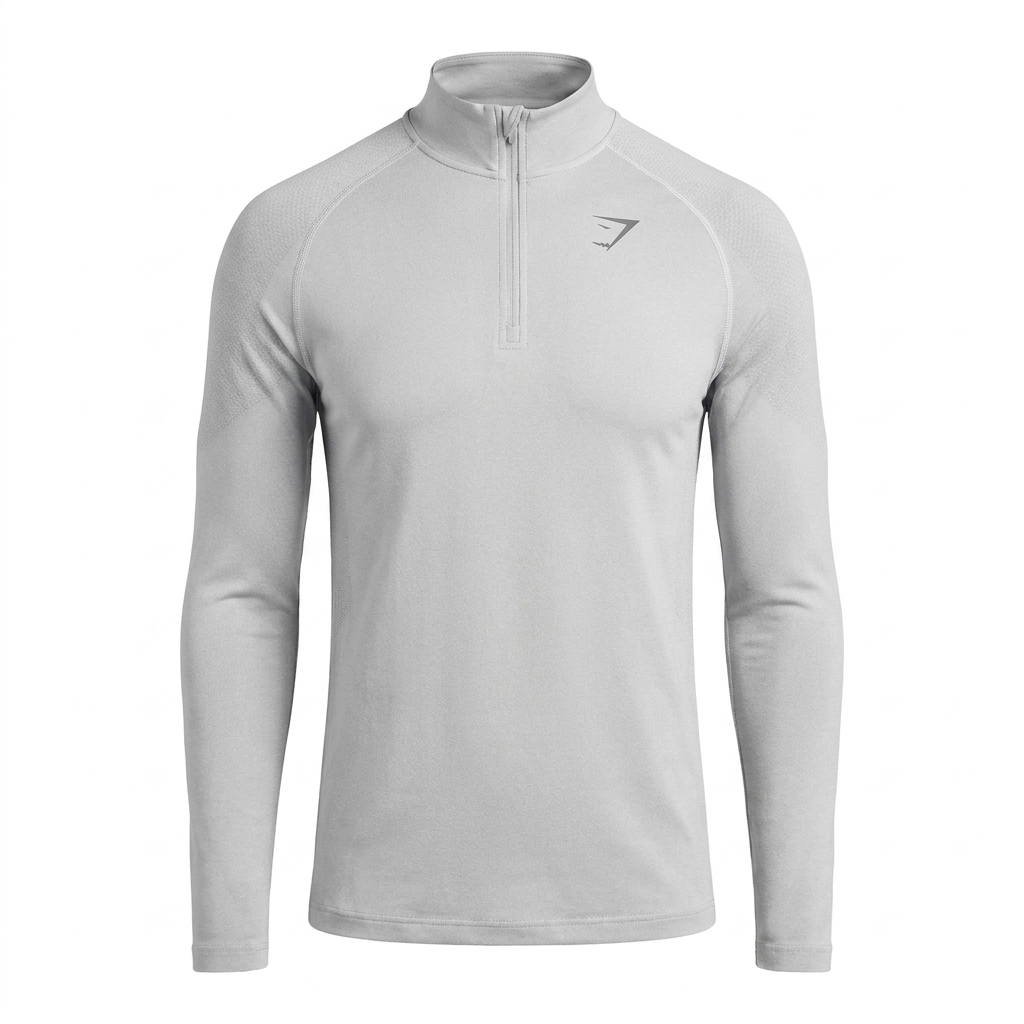 GYMSHARK Vital Seamless 1/4 Zip Light Smokey Grey