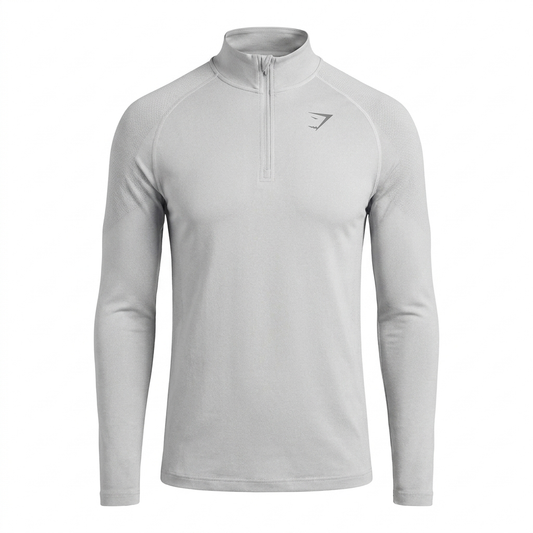 GYMSHARK Vital Seamless 1/4 Zip Light Smokey Grey
