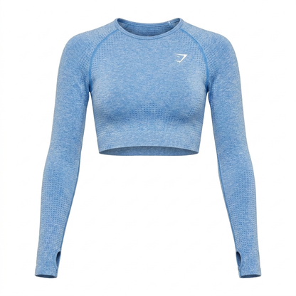 GYMSHARK Vital Seamless Long Sleeve Crop Top Blue