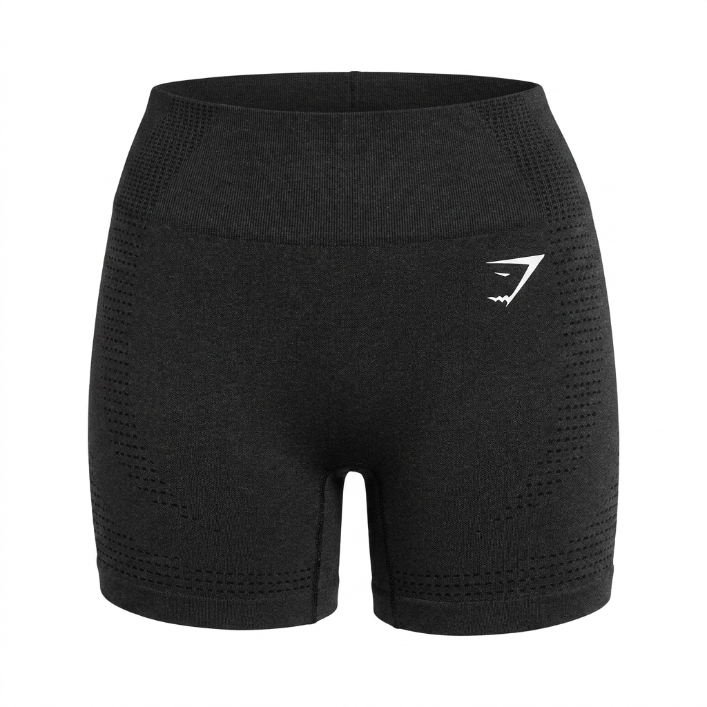 GYMSHARK Vital Seamless Shorts Black Marl Logo