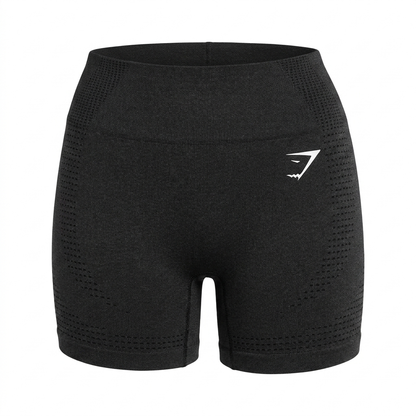 GYMSHARK Vital Seamless Shorts Black Marl Logo