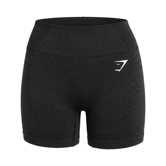 GYMSHARK Vital Seamless Shorts Black Marl Logo