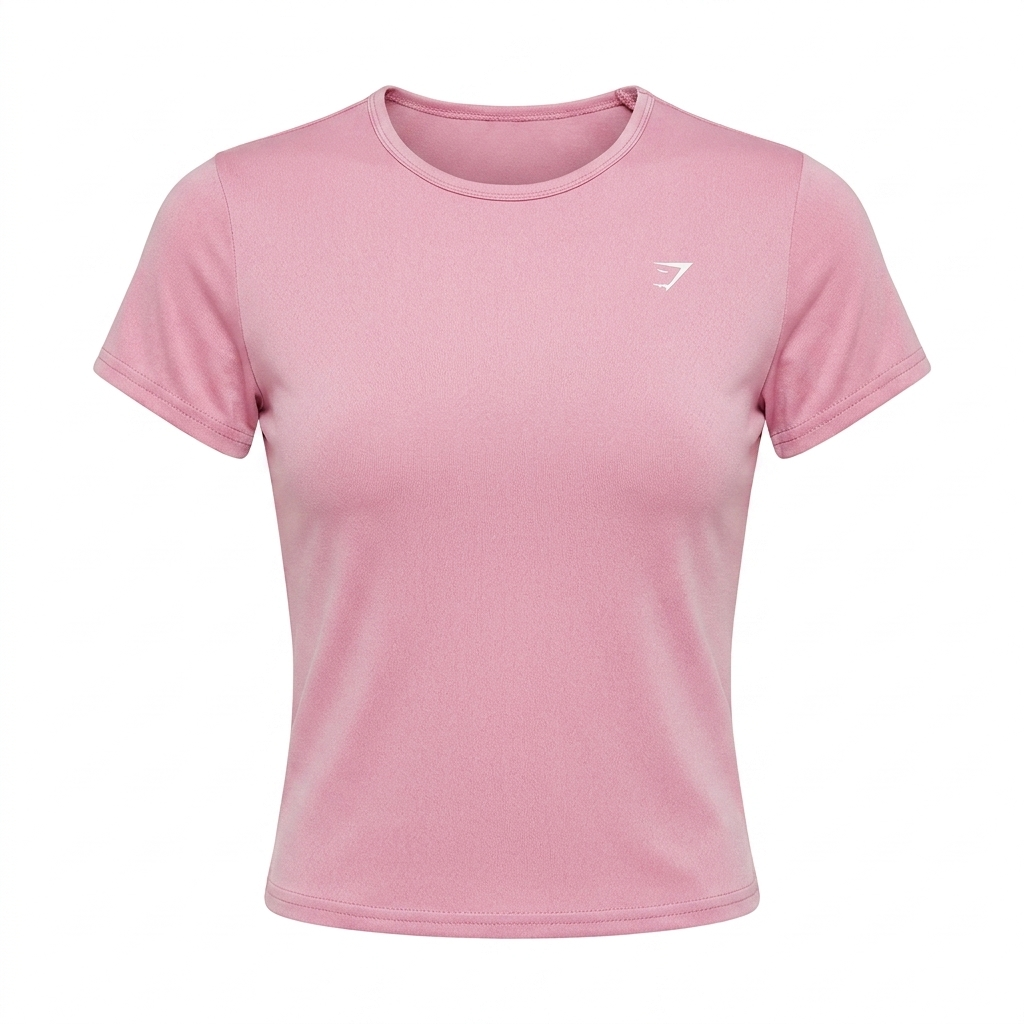 GYMSHARK Washed Pastel Baby Tee Focus Pink/Wash