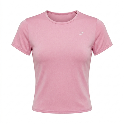 GYMSHARK Washed Pastel Baby Tee Focus Pink/Wash