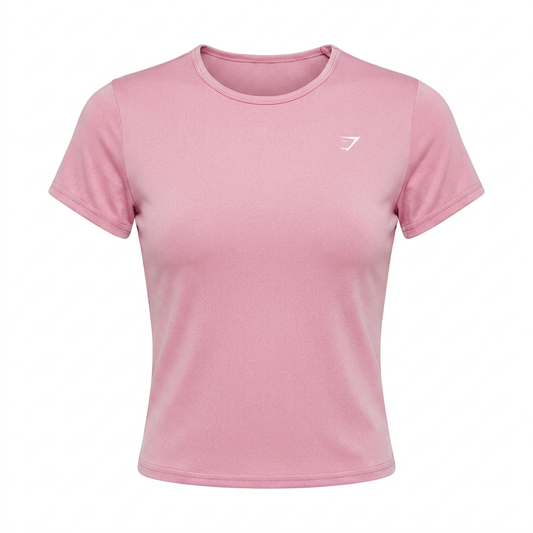GYMSHARK Washed Pastel Baby Tee Focus Pink/Wash
