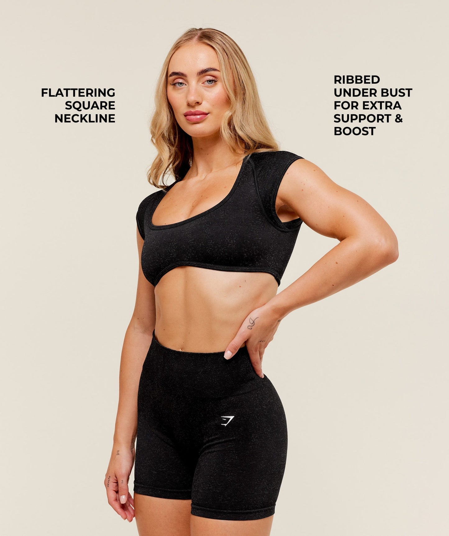 Women's Gymshark Adapt Fleck X Whitney Short Sleeve Crop Top Black — Gymshark | Authentic India