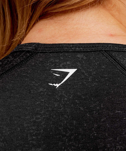 Women's Gymshark Adapt Fleck X Whitney Short Sleeve Crop Top Black — Gymshark | Authentic India