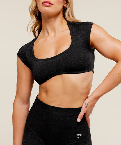 Women's Gymshark Adapt Fleck X Whitney Short Sleeve Crop Top Black — Gymshark | Authentic India