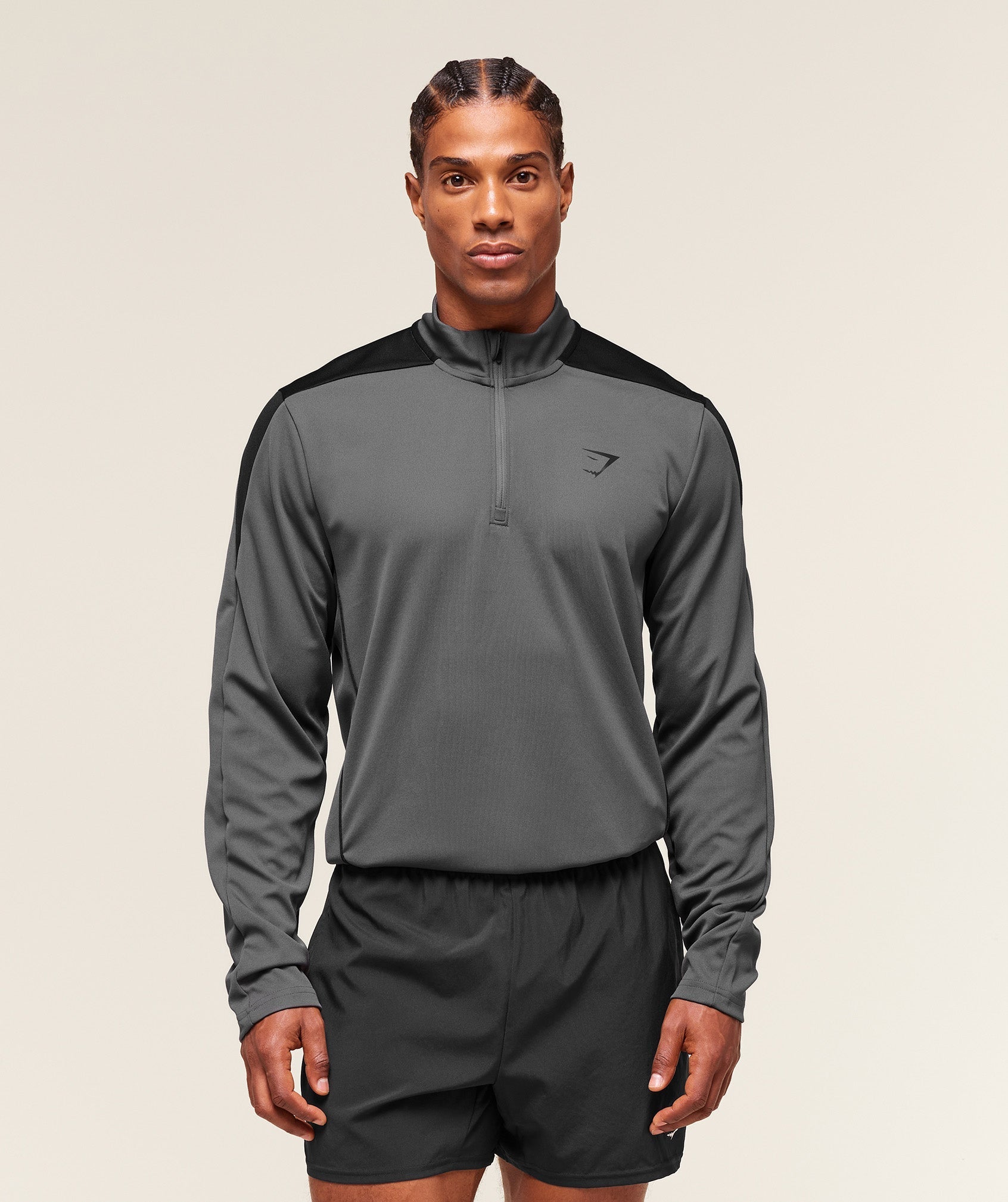 Gymshark Arrival Block 1/4 Zip Dark Grey — Gymshark | Authentic India