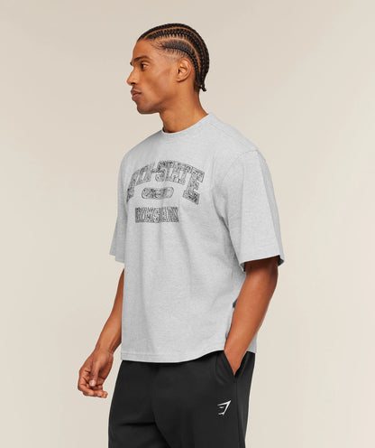GYMSHARK Ath-State Graphic T-Shirt Light Grey