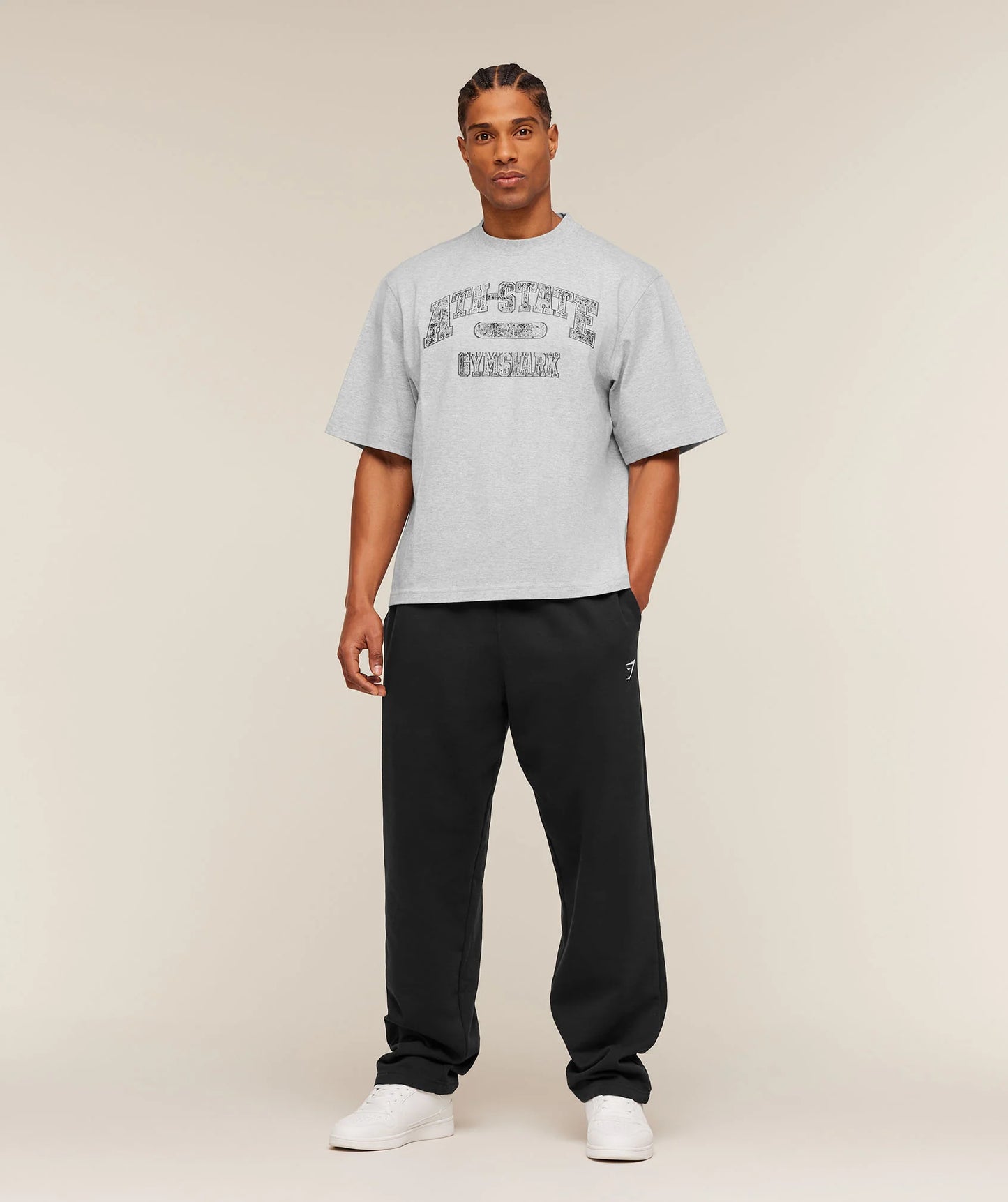 GYMSHARK Ath-State Graphic T-Shirt Light Grey