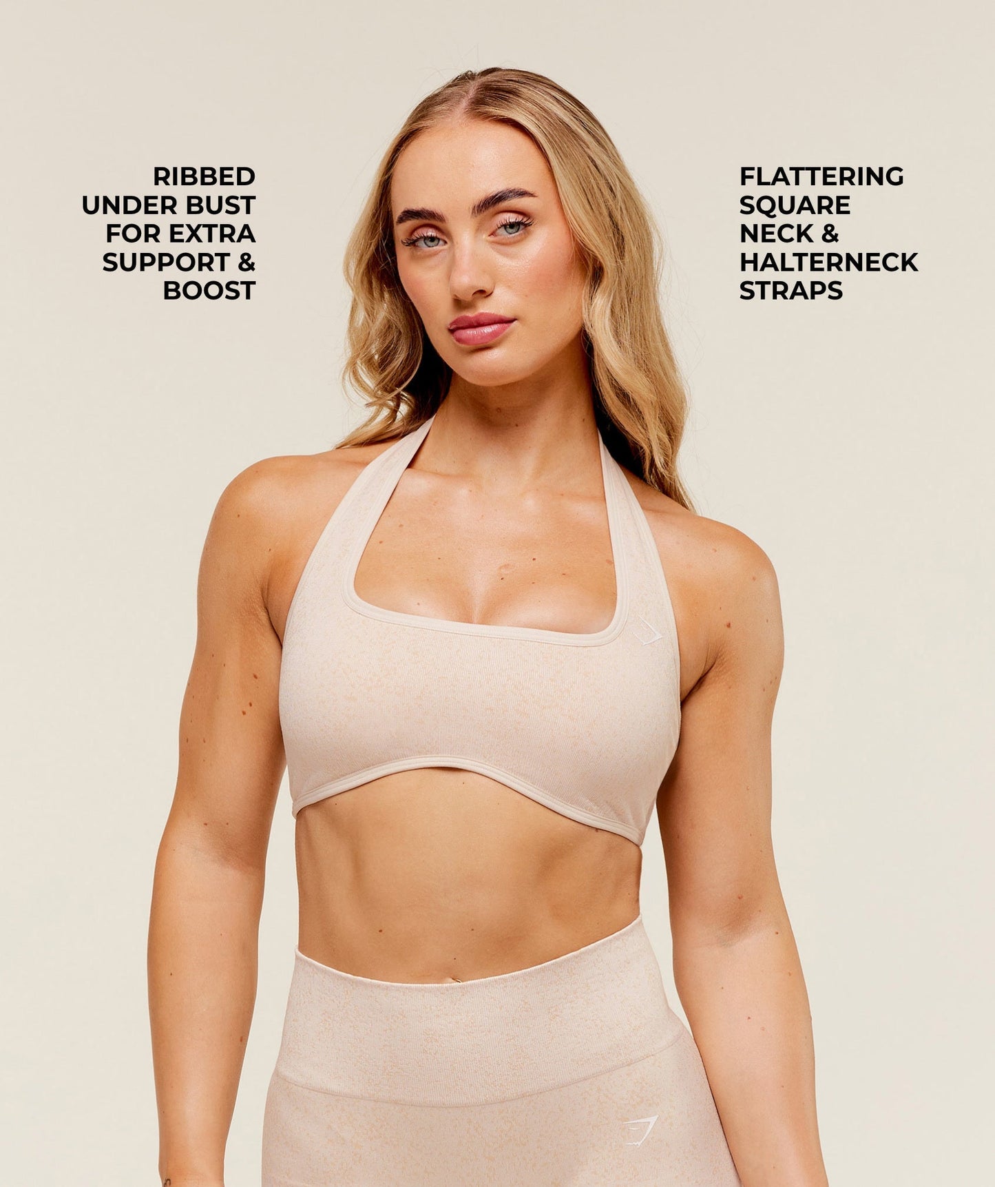 Women's Gymshark Adapt Fleck X Whitney Halterneck Sports Bra Coconut White — Gymshark | Authentic India
