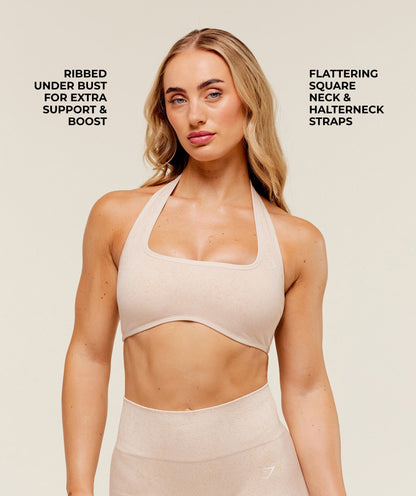 Women's Gymshark Adapt Fleck X Whitney Halterneck Sports Bra Coconut White — Gymshark | Authentic India
